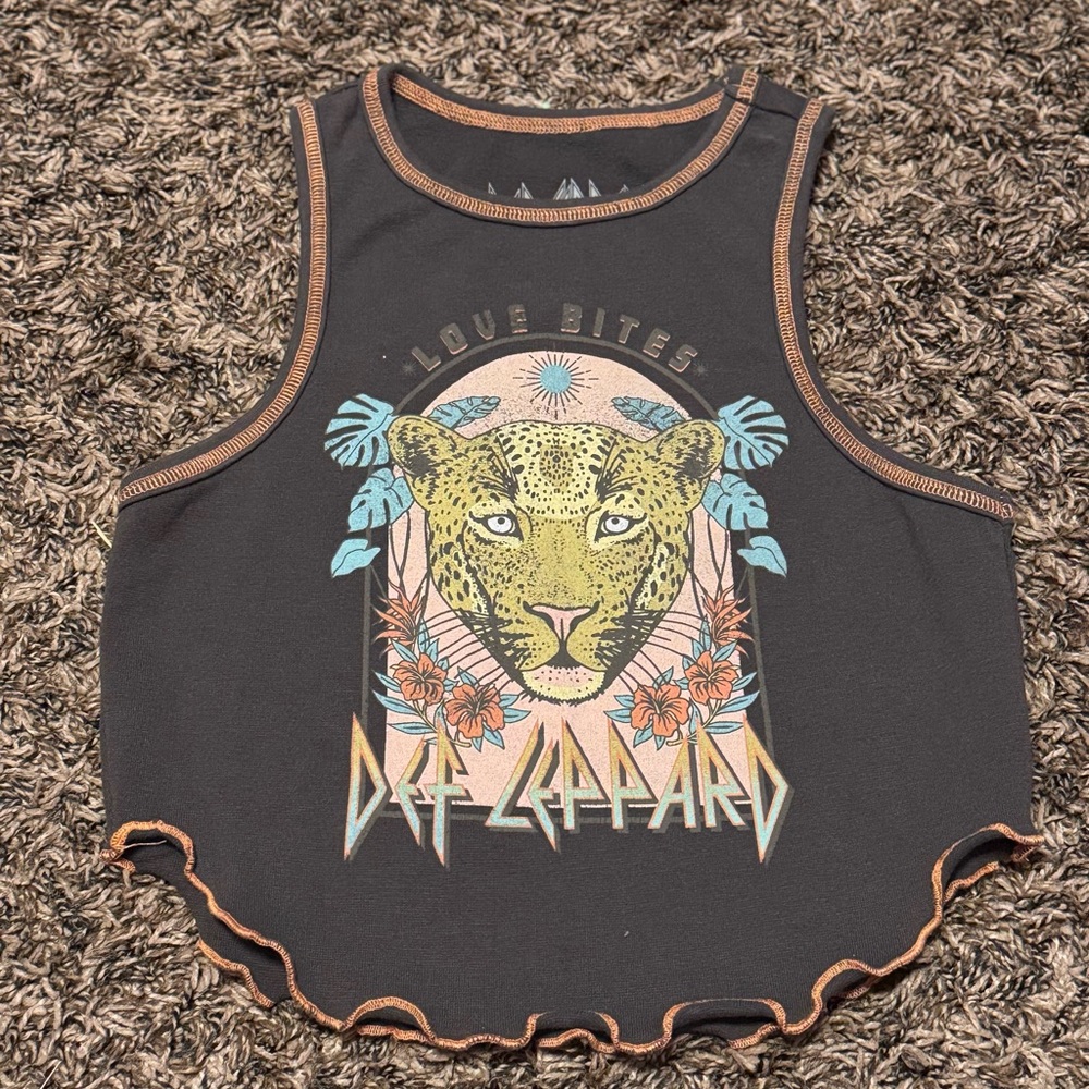 Def Leopards Black Cropped Tank